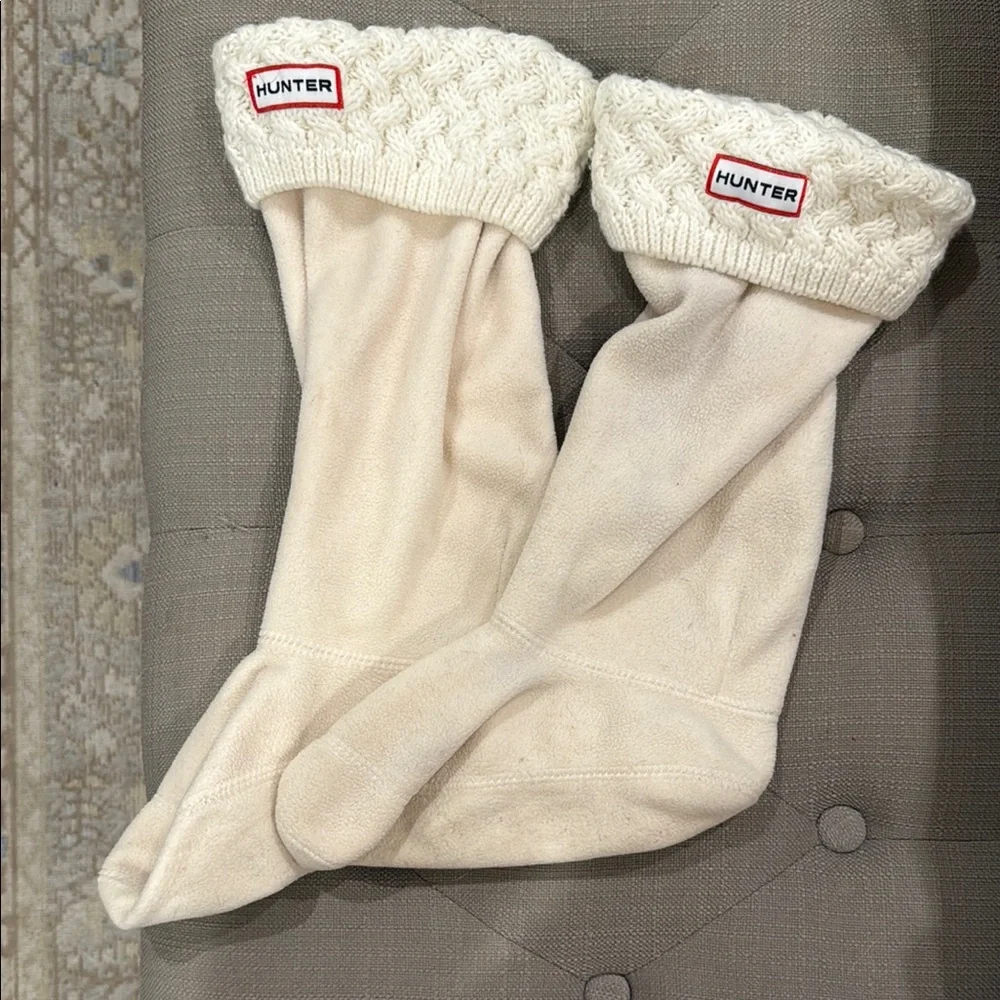 Hunter Cream Knit Cuff Fleece-Lined Boot Socks
